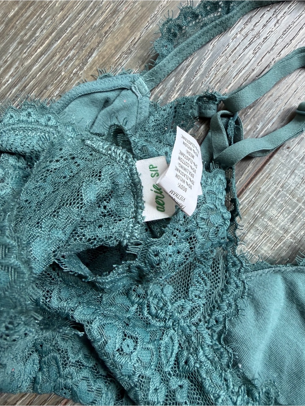 Aerie Lace Racerback Bralette Trio - Black, Plum, Teal size Small - Picture 4 of 5